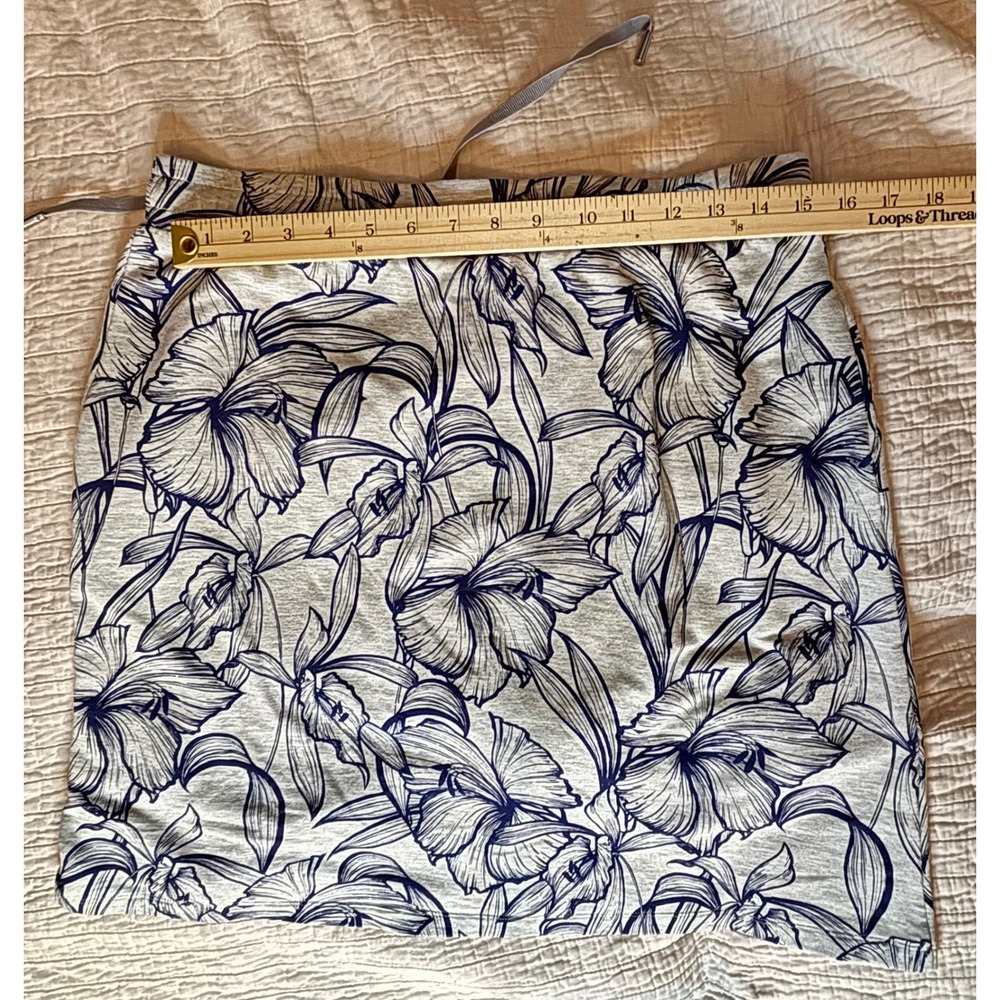 Tommy Bahama Womens Small Gray Navy Floral Drawstring Mini Skirt RN86549